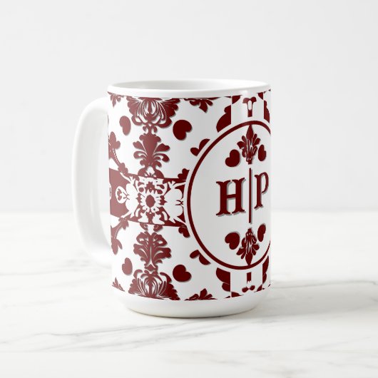 Vintag Damask Monogramm Kaffeetasse (Vorderseite Links)