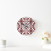 Vintag Damask Monogramm Runde Wanduhr (Zuhause)