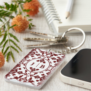 Vintag Damask Monogramm Schlüsselanhänger