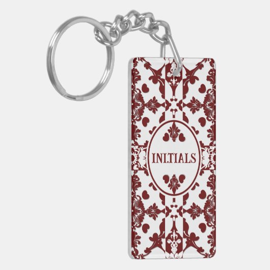Vintag Damask Monogramm Schlüsselanhänger (Vorderseite links)