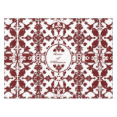 Vintag Damask Monogramm Tischdecke (Vorderseite (Horizontal))