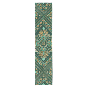 Vintag Damask Muster - Smaragdgrün und gold Kurzer Tischläufer