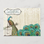 Vintag Damask Peacock Birdcage Save the Date Ankündigungspostkarte (Rückseite)