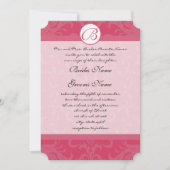 Vintag Damask Pink Monogram Wedding Einladungen (Vorderseite)