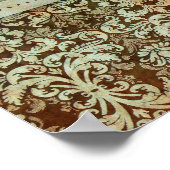 Vintag Damask Poster Brown Green (Ecke)