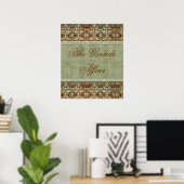 Vintag Damask Poster Brown Green (Heimbüro)