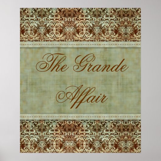 Vintag Damask Poster Brown Green (Vorne)