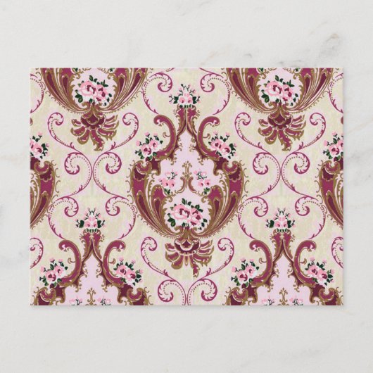 Vintag Damask Postkarte (Vorderseite)