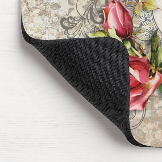 Vintag Damask Rose Mousepad (Ecke)