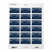 Vintag Damask Rücksendeadressen-Aufkleber Navy Blu Adressaufkleber (Vorne)