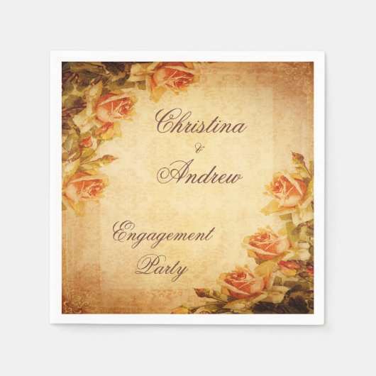 Vintag Damask Shabby Chic Peach Rose Servietten (Vorderseite)