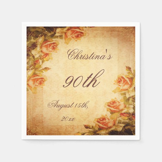 Vintag Damask Shabby Chic Peach Rose Servietten (Vorderseite)