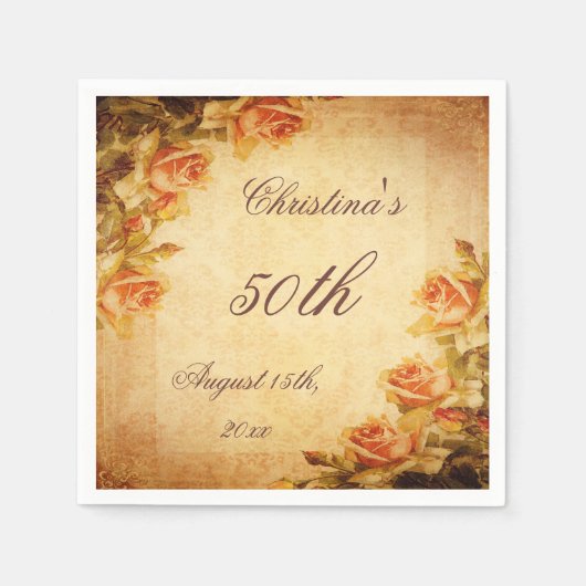 Vintag Damask Shabby Chic Peach Rose Servietten (Vorderseite)