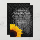 Vintag Damask Sonnenblume Rustikale Hochzeit Einla Einladung (Vorne/Hinten)