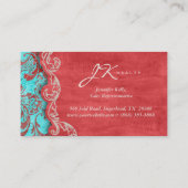 Vintag Damask Suede Blue Crown Visitenkarte (Rückseite)