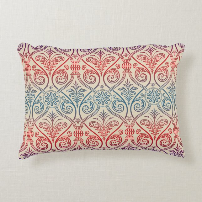 Vintag Damask Wallpaper - blau violett Dekokissen (Vorderseite)