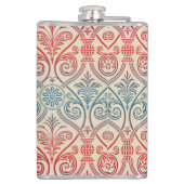 Vintag Damask Wallpaper - blau violett Flachmann (Rückseite)