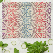 Vintag Damask Wallpaper - blau violett Geschirrtuch (Gefaltet)