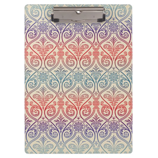 Vintag Damask Wallpaper - blau violett Klemmbrett (Vorderseite)