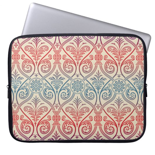 Vintag Damask Wallpaper - blau violett Laptopschutzhülle (Vorderseite)