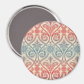 Vintag Damask Wallpaper - blau violett Magnet (Vorderseite/Rückseite)