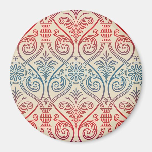 Vintag Damask Wallpaper - blau violett Magnet (Vorne)