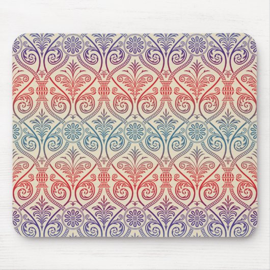 Vintag Damask Wallpaper - blau violett Mousepad (Vorne)