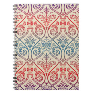 Vintag Damask Wallpaper - blau violett Notizblock