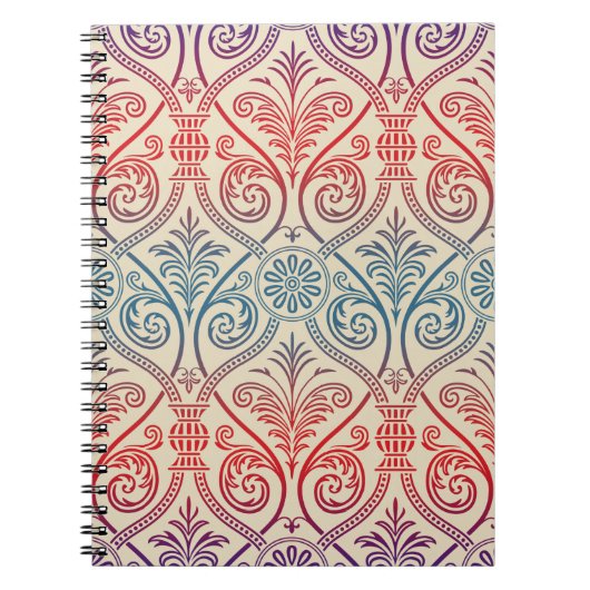 Vintag Damask Wallpaper - blau violett Notizblock (Vorderseite)