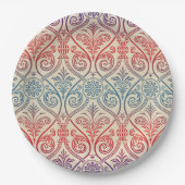 Vintag Damask Wallpaper - blau violett Pappteller (Vorderseite)