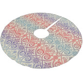Vintag Damask Wallpaper - blau violett Polyester Weihnachtsbaumdecke (Schrägansicht)