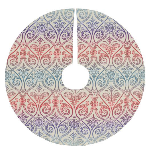 Vintag Damask Wallpaper - blau violett Polyester Weihnachtsbaumdecke (Vorderseite)
