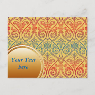 Vintag Damask Wallpaper - blau violett Postkarte