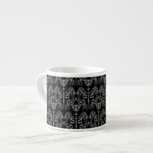 Vintag Damask Wallpaper - weiß + Ihr Backgr. Espressotasse