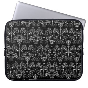 Vintag Damask Wallpaper - weiß + Ihr Backgr. Laptopschutzhülle