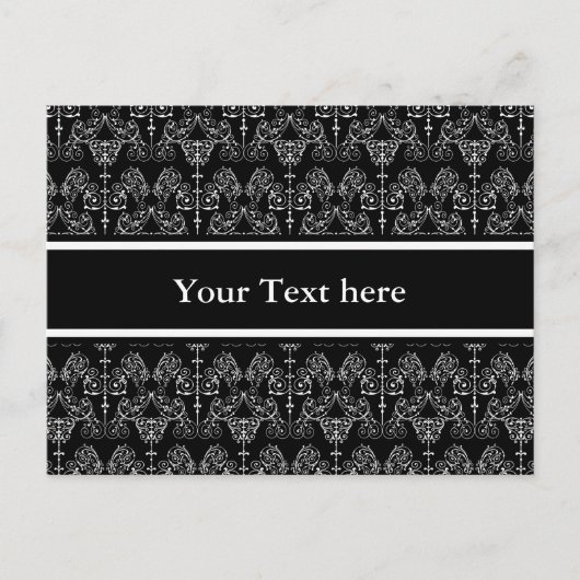 Vintag Damask Wallpaper - weiß + Ihr Backgr. Postkarte (Vorderseite)