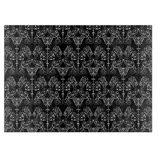 Vintag Damask Wallpaper - weiß + Ihr Backgr. Schneidebrett (Vorderseite)