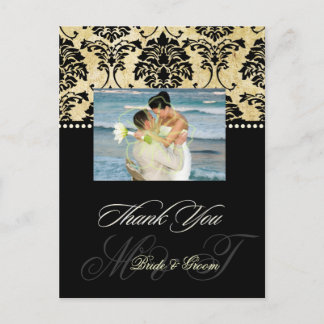 Vintag Damask Wedding Danke Ihnen Foto Postkarten, Postkarte