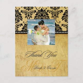 Vintag Damask Wedding Danke Ihnen Foto Postkarten, Postkarte
