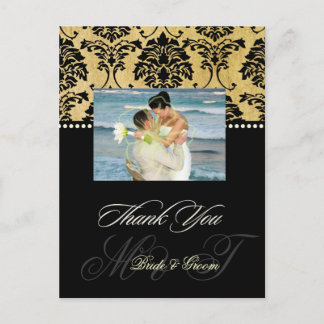 Vintag Damask Wedding Danke Ihnen Foto Postkarten, Postkarte