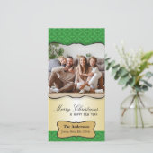 Vintag Damask Weihnachtsgrüßkarte Feiertagskarte (Stehend Vorderseite)