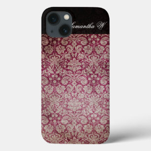 Vintag Damask Wein, Personalisierter iPhone Case