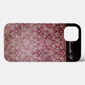 Vintag Damask Wein, Personalisierter iPhone Case (Rückseite (Horizontal))