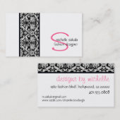 Vintag; Damastmonogramm Visitenkarte (Vorne/Hinten)