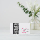 Vintag; Damastmonogramm Visitenkarte (Stehend Vorderseite)