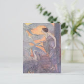 Vintag - Dame mit sechs Schwänen, Postkarte (Stehend Vorderseite)