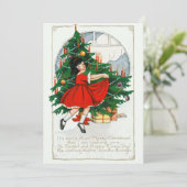 Vintag Dancing Girl Weihnachtskarte Feiertagskarte (Stehend Vorderseite)