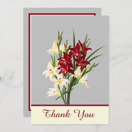 Vintag Dankeschön Gladiolus Grußkarte Dankeskarte (Vorne/Hinten)