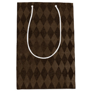 Vintag Dark Brown Harlequin Mittlere Geschenktüte