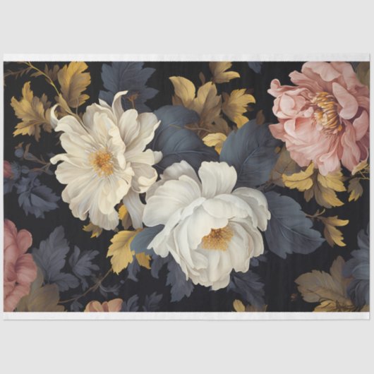 Vintag Dark Florals Seidenpapier (Vorderseite)